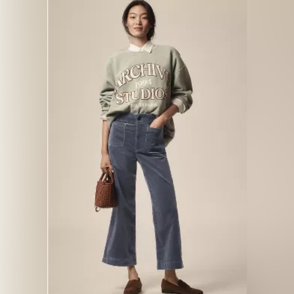NWT THE COLETTE CROPPED WIDE-LEG PANTS BY MAEVE: CORDUROY EDITION 29 TALL